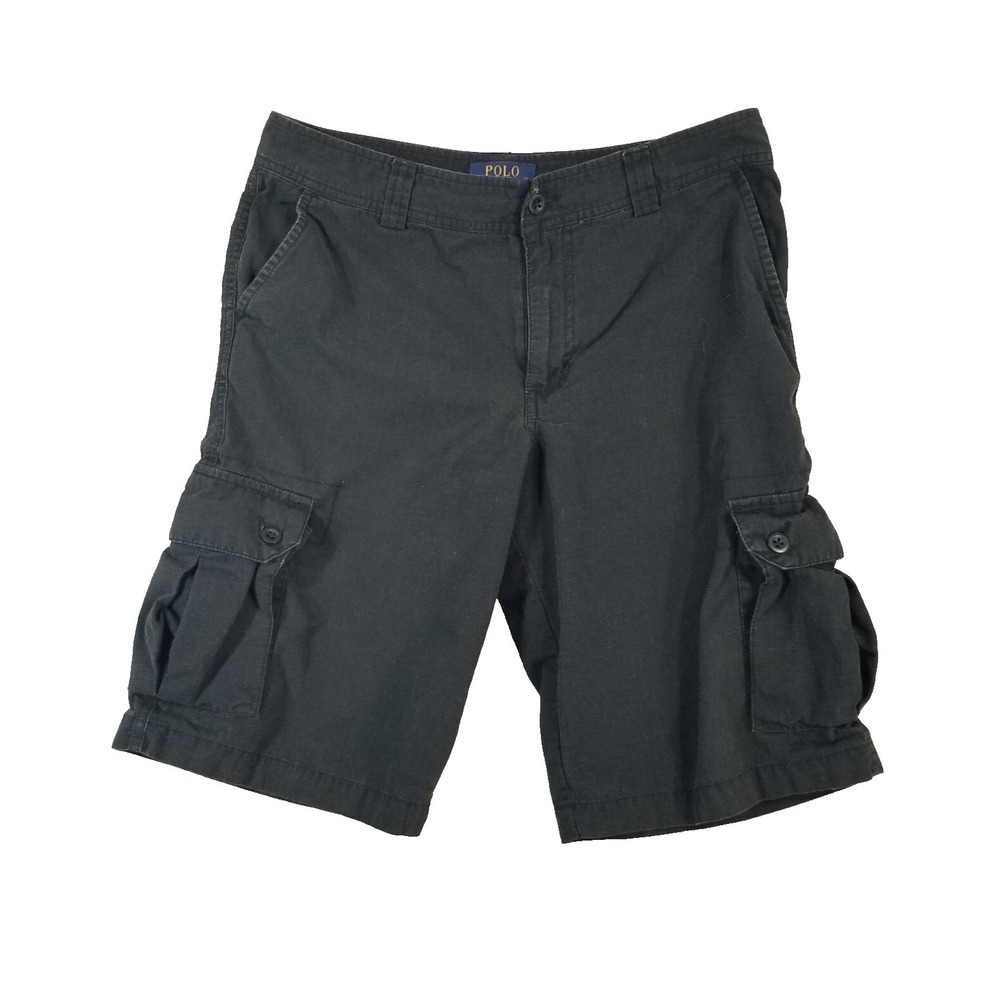Polo Ralph Lauren cargo hiking shorts youth 18 black 29 x 12 cotton ripstop